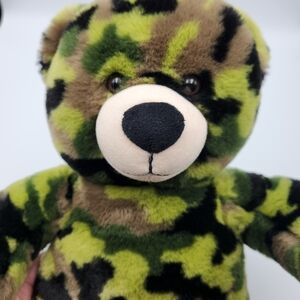 Build A Bear BAB Camouflaged Teddy Bear Plush 17" Green Camo Stuffed Animal